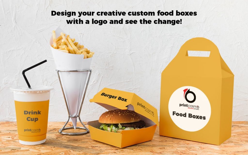 Design your creative custom food boxes with a logo and see the change